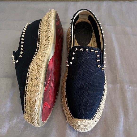 Christian Louboutin Espaboat Navy Espadrille Spiked Shoes 39 - Picture 3 of 16
